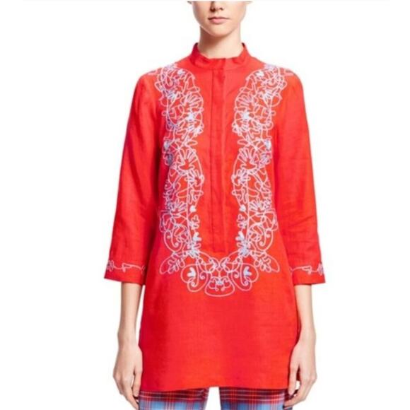 Brooks Brothers Zac Posen Linen Embroidered Tunic 14 - Picture 1 of 7